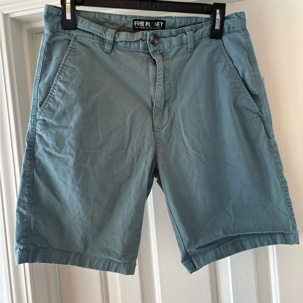 Free Planet Men's Teal Flat Front Shorts